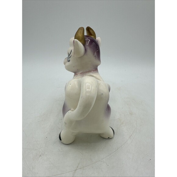 Vintage Milk Creamer Cow Pitcher Purple Pink Ceramic 1950s - Picture 8 of 16